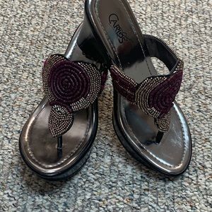 CARLOS APACHE PURPLE BEADED SANDALS